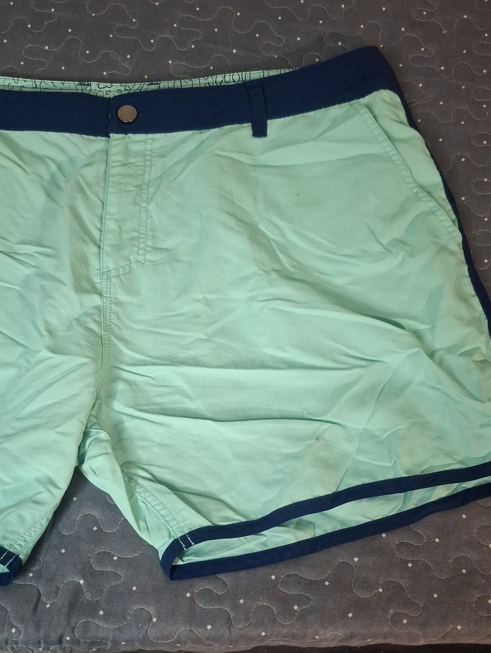 AFTCO Light Mint Green Swim Shorts with Navy Trim size 38